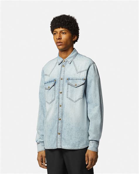 versace portugal|Versace denim shirt.